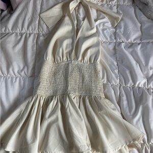 SHEIN Cream Halter Dress